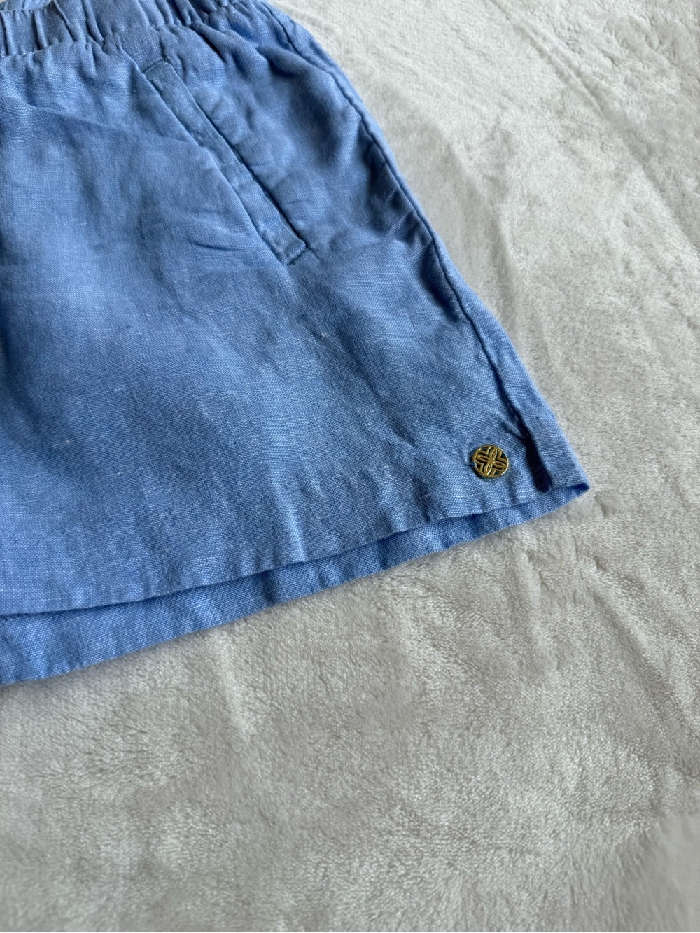 Lilly Pulitzer Light Blue Linen Elastic-Waist Shorts - Picture 3 of 10